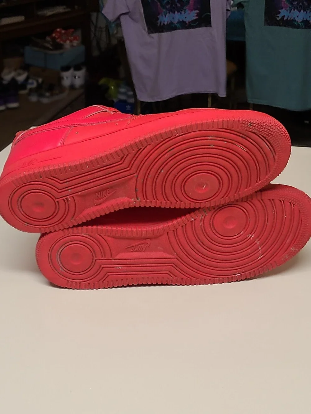 Nike Air Force 1 07 LV8 Triple Red leather casual low top sneakers size 13